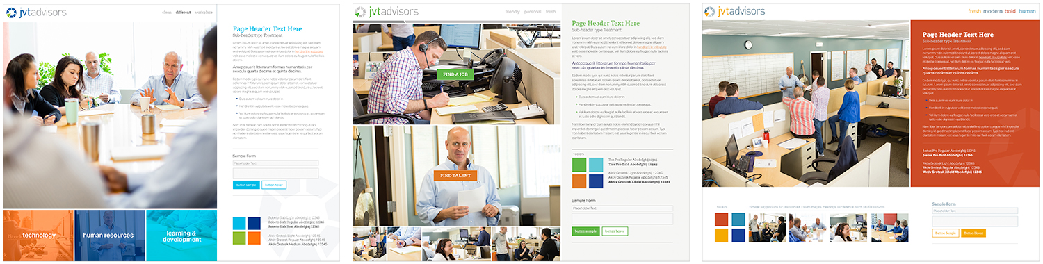 Style boards for JVT Advisors web design