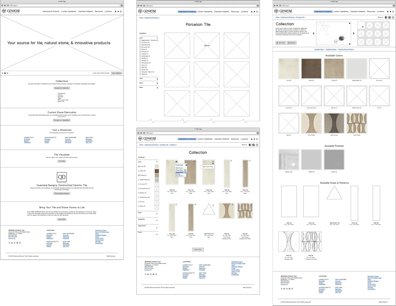 Genrose Website Wireframes